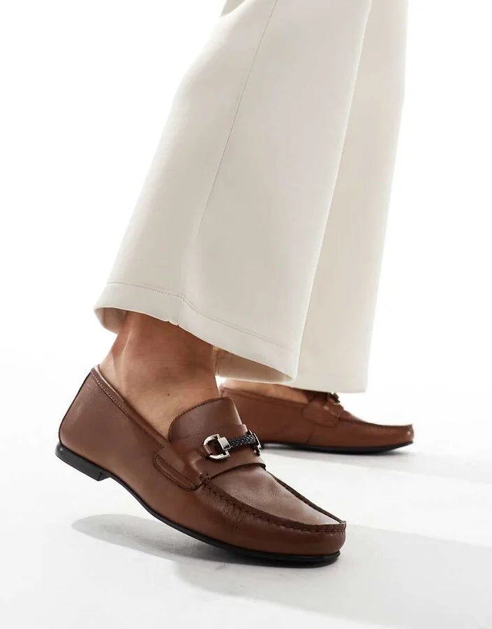 Walk London Luigi Rope Loafers In Tan Leather