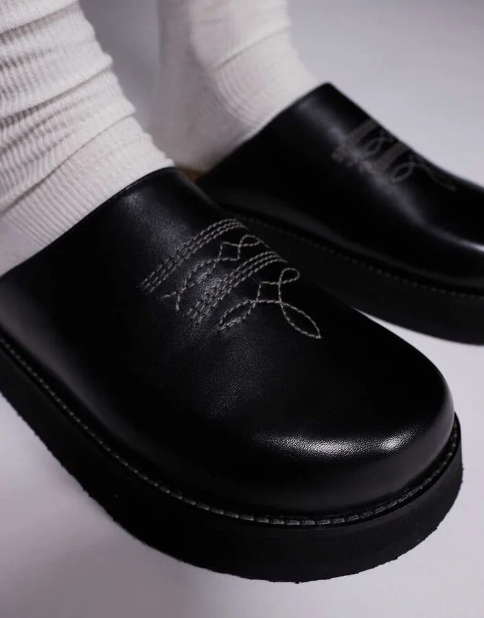 Walk London Madrid western mule In black leather - Image 4