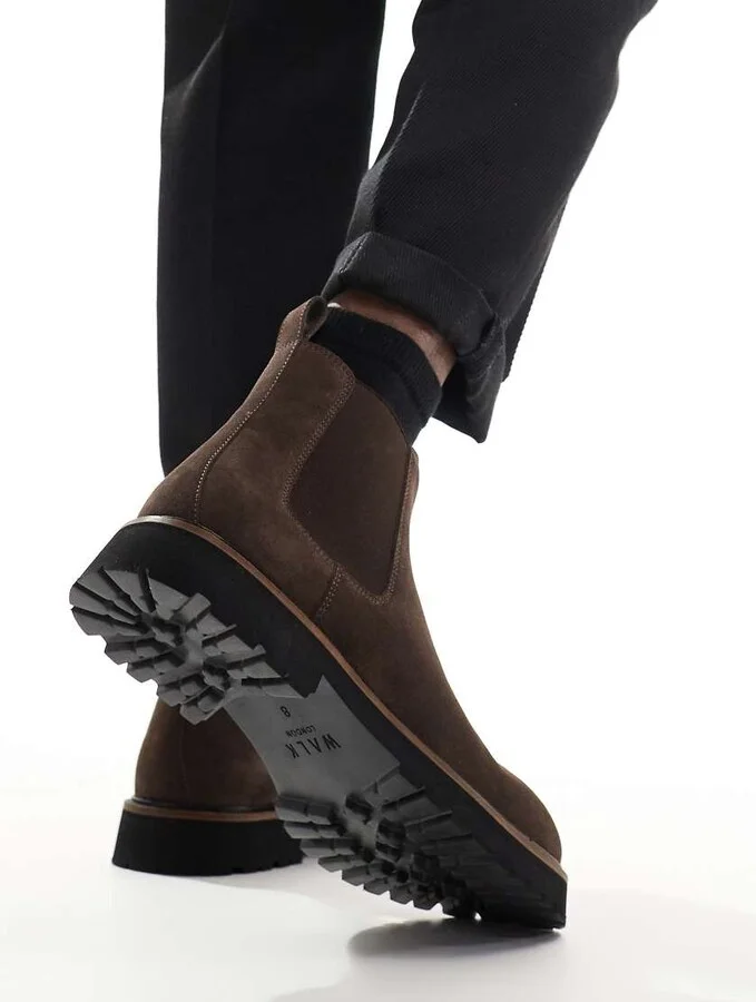 Walk London Mayfair Chelsea boots in brown suede - Image 3