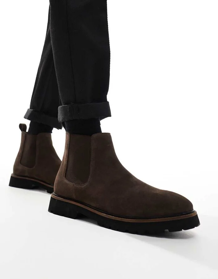 Walk London Mayfair Chelsea boots in brown suede