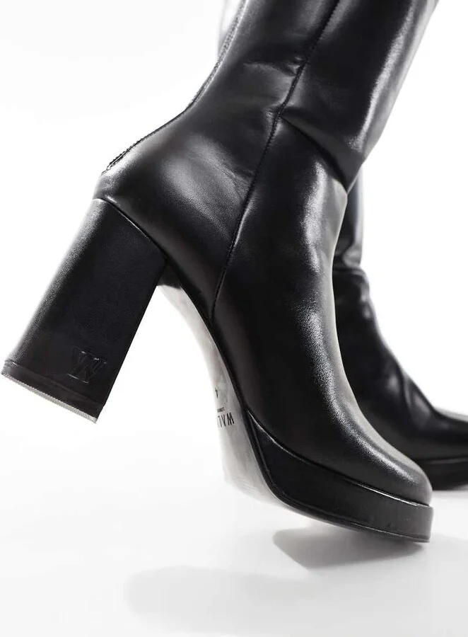 Walk London Poppy tall boots in black leather - Image 3