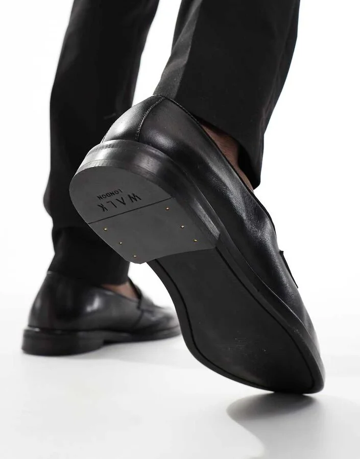 Walk London Putney saddle loafer in black leather - Image 2