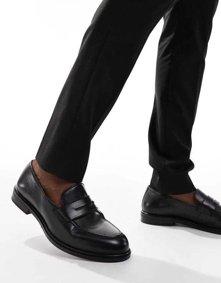 Walk London Putney saddle loafer in black leather