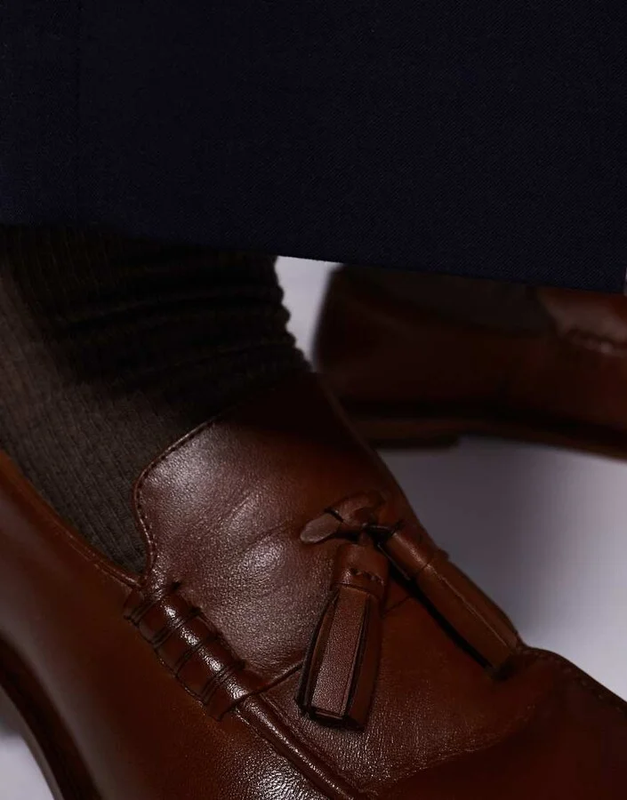 Walk London Putney tassel loafers in tan leather - Image 4