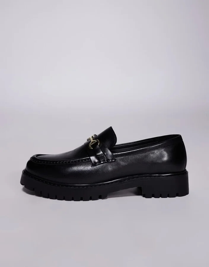 Walk London Sean trim loafers in black leather - Image 2