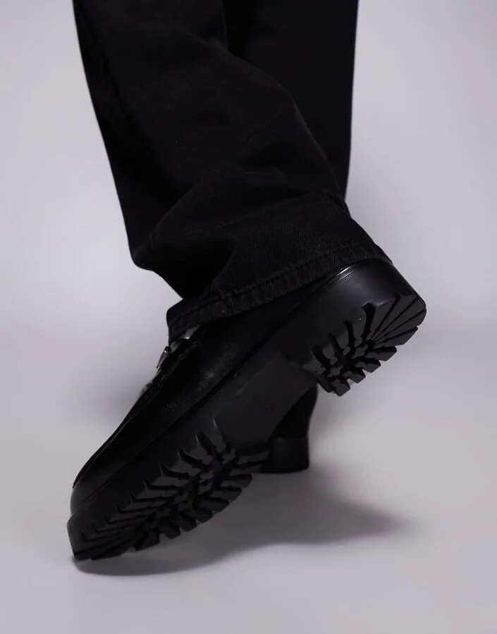 Walk London Sean trim loafers in black leather - Image 3