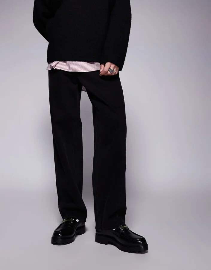 Walk London Sean trim loafers in black leather - Image 4