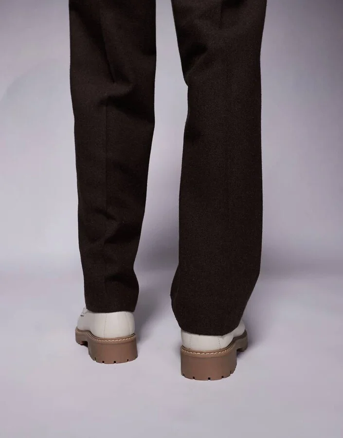 Walk London Sean trim loafers in off white leather - Image 3