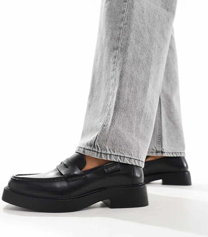 Walk London Taylor saddle loafers in black leather - Image 4