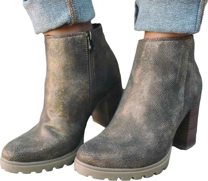 Walker Bootie In Bronze Roller Reptile