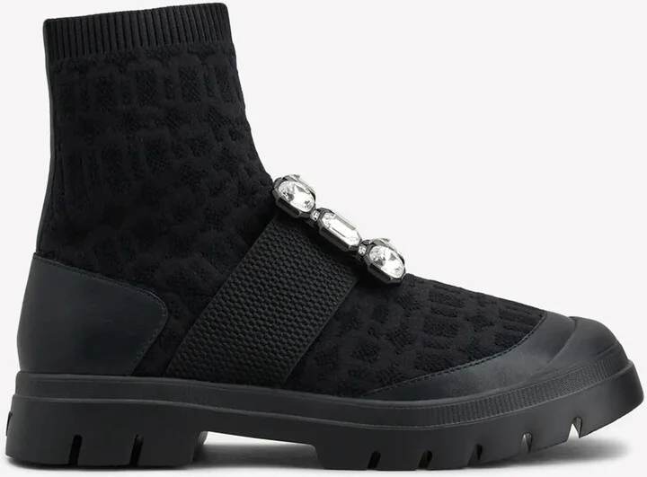 Walky Viv' Rhinestone Buckle Ankle Boots