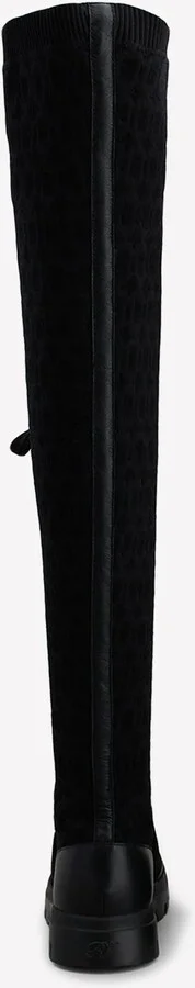 Walky Viv' Strass Buckle Knee-High Boots in Fabric and Leather - Image 2