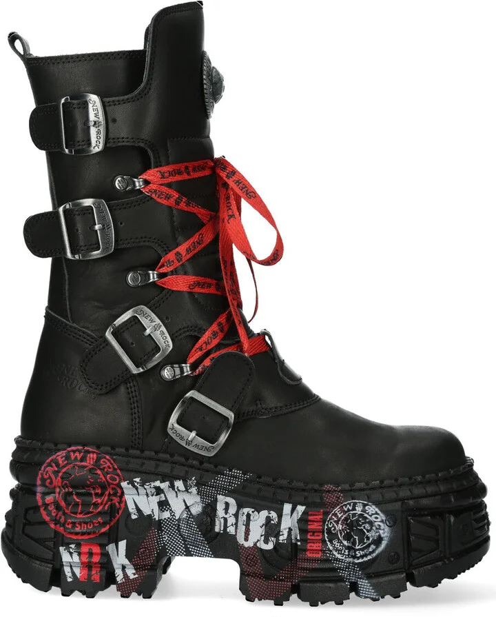 WALL028B-C1 Boots Leather Platform Gothic