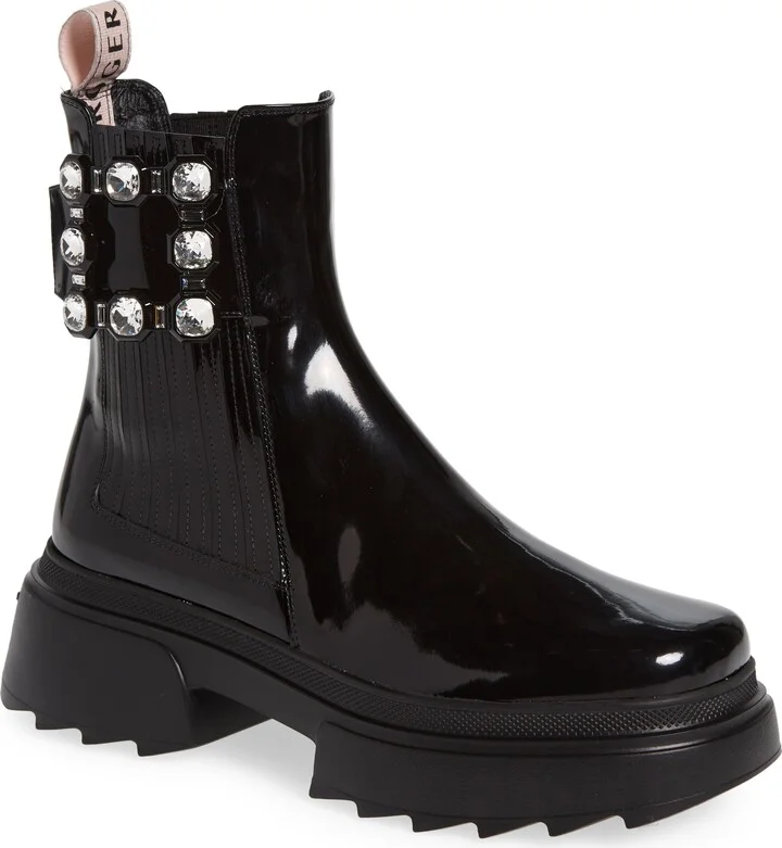Wallaviv Crystal Buckle Chelsea Boot