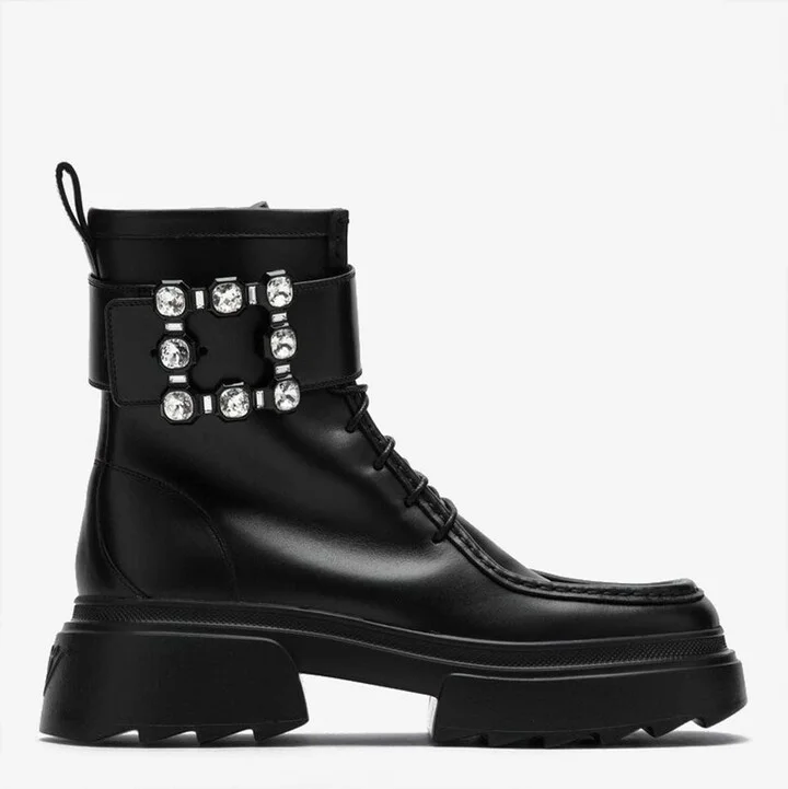 Wallaviv Crystal-Embellished Leather Boots