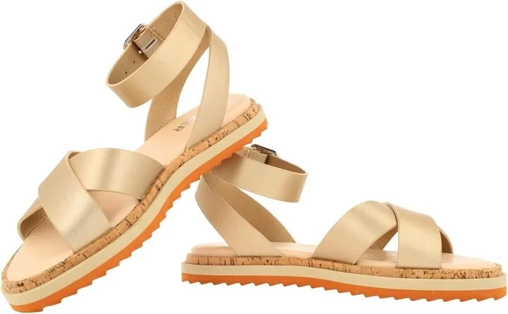Waltton 053001F1S Sandals Women's 9 Platinum Cutout Ankle Strap KHD758