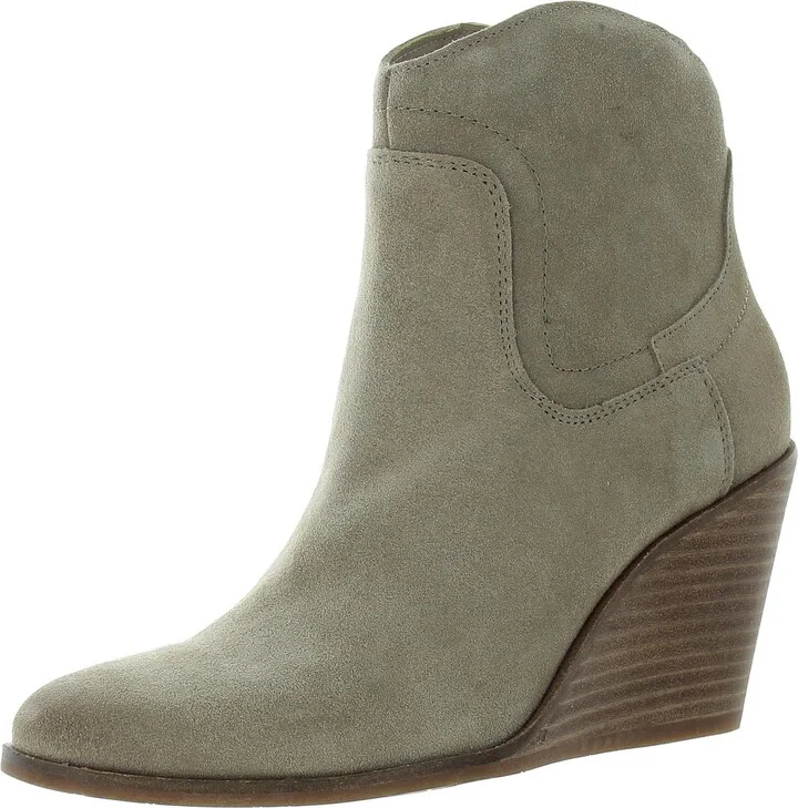 Waltz Womens Zipper Suede Wedge Boots