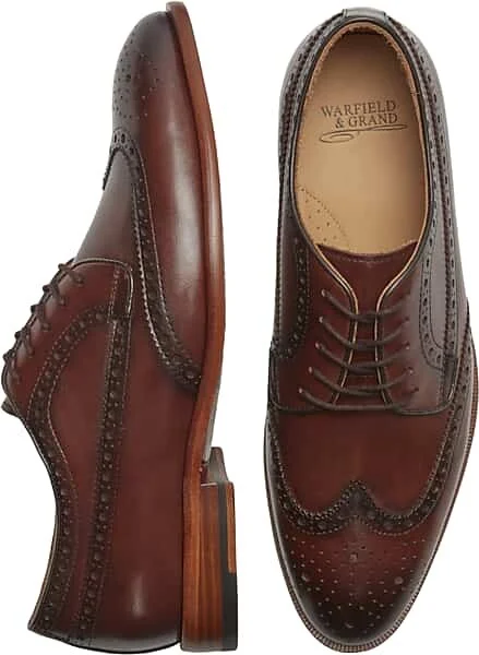Warfield & Grand Men's Abby Italian Leather Wingtip Oxfords Cognac