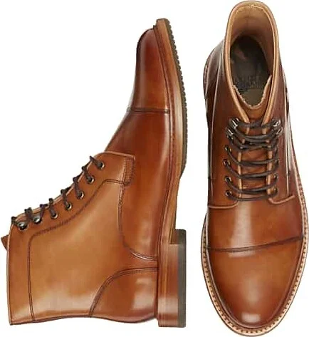 Warfield & Grand Men's Grand Ballast Leather Cap Toe Lace-up Boots Tan