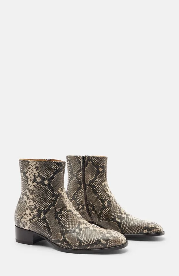 Beige - Python-Printed Calf