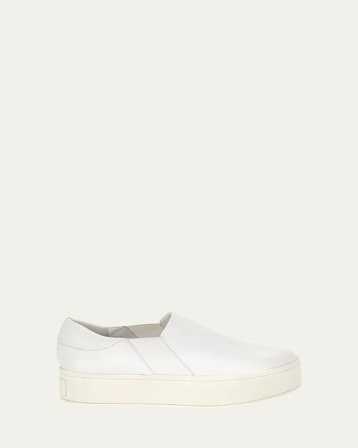 Warren Leather Platform Skate Sneakers, Plaster White