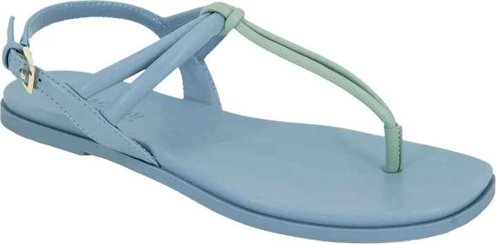 Warren Womens Buckle Faux Leather T-Strap Sandals
