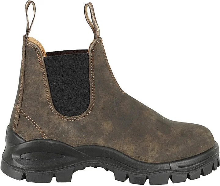 Washed Brown Lug Boot With Elastic Side Inserts