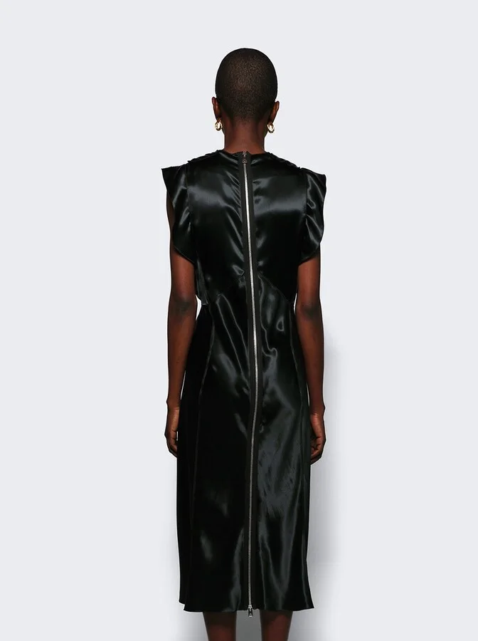 Washed Fluid Shine Midi Dress Black