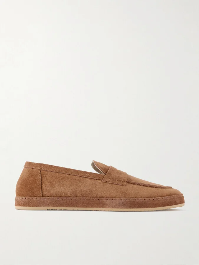 Washed-Suede Penny Loafers