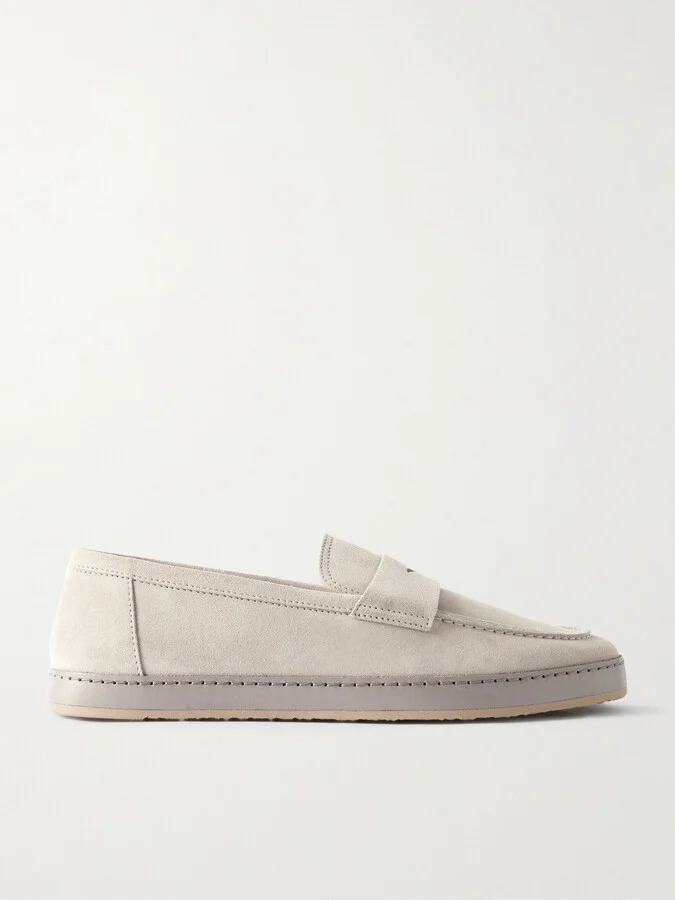 Washed-Suede Penny Loafers