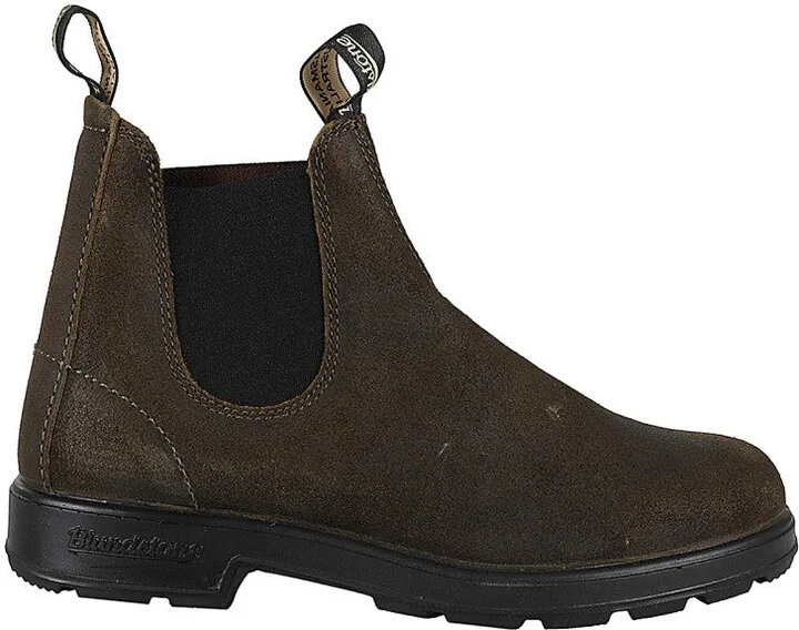 Water-Repellent Suede Ankle Boot In Dark Olive