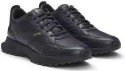 Waterproof GORE-TEX trainers in polished leather- Dark Blue Men's Sneakers size 9