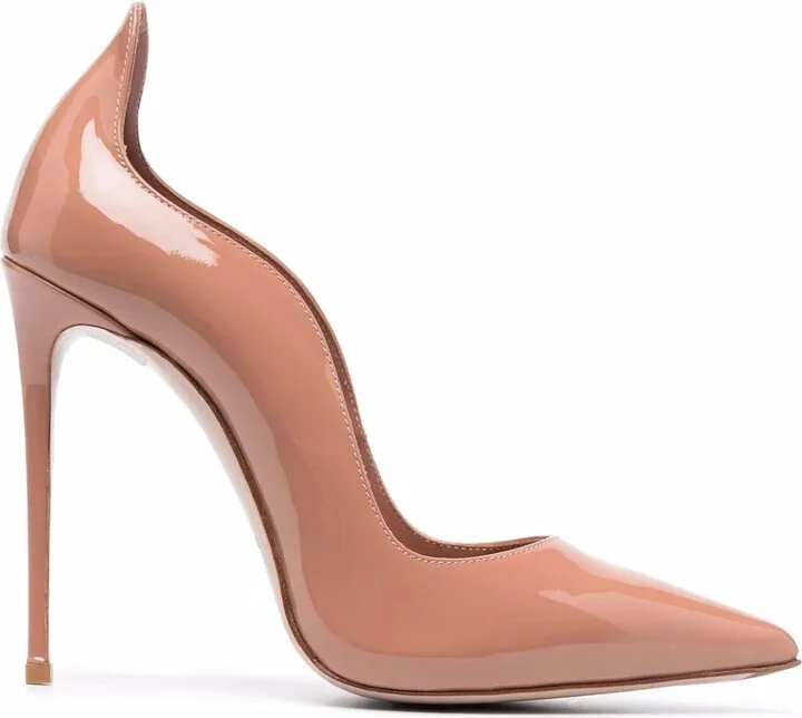 Wave-Edge Patent Leather Pumps