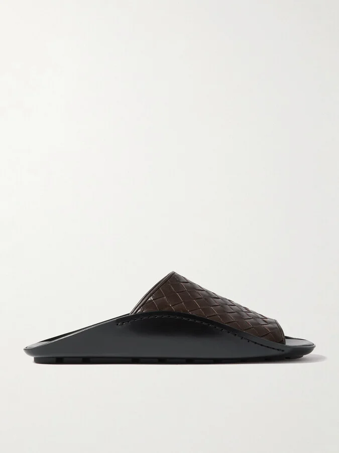 Wave Intrecciato Leather Slides