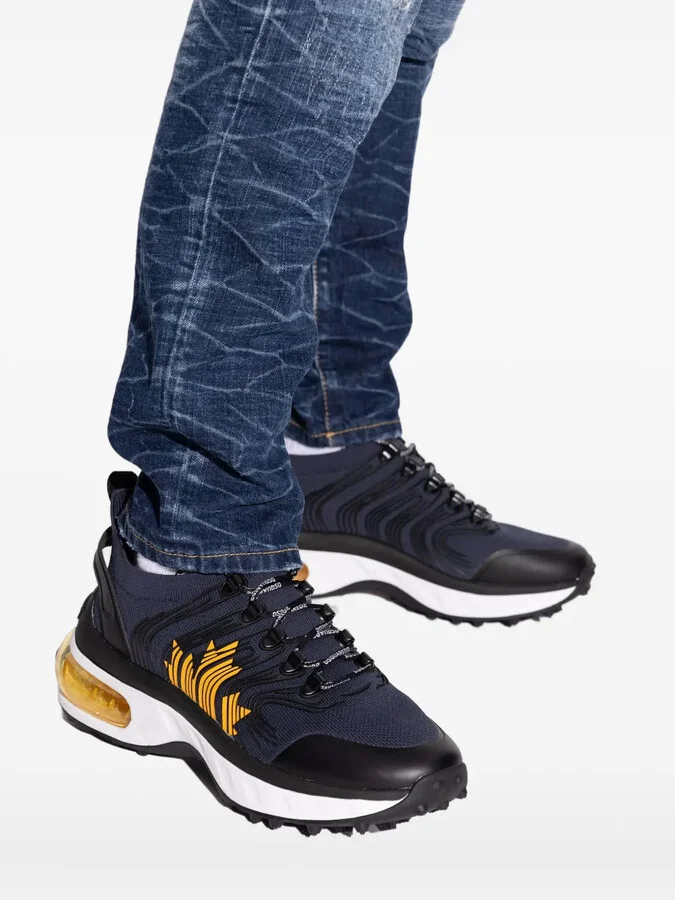 Wave-Patterned Lace-Up Low-Top Sneakers - Image 5