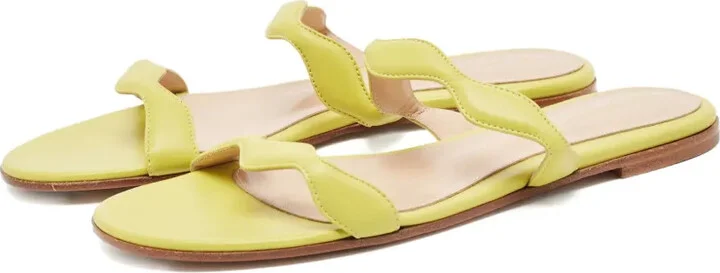 Wave-Strap Leather Flat Sandals - Image 2