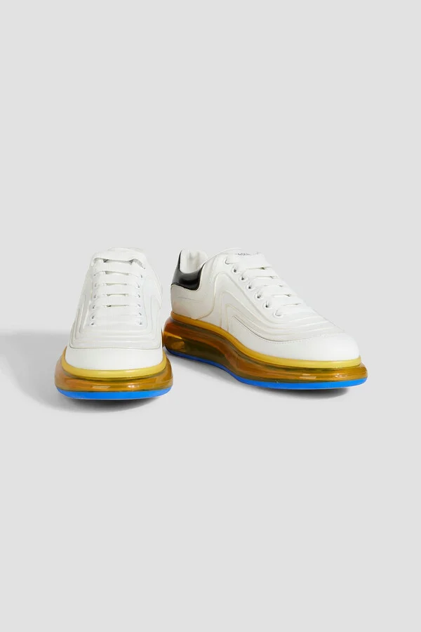 Wave stretch-knit and leather sneakers - Image 2