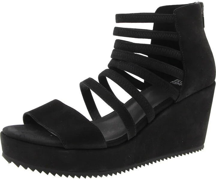 WAVEY Womens Zipper Faux Suede Wedge Heels