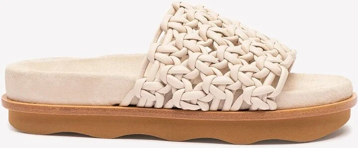 Wavy Braided Leather Flat Mules