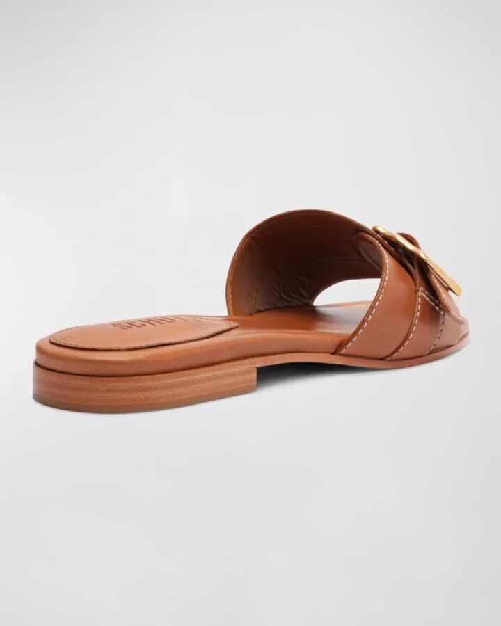 Wavy Leather Buckle Slide Sandals - Image 4