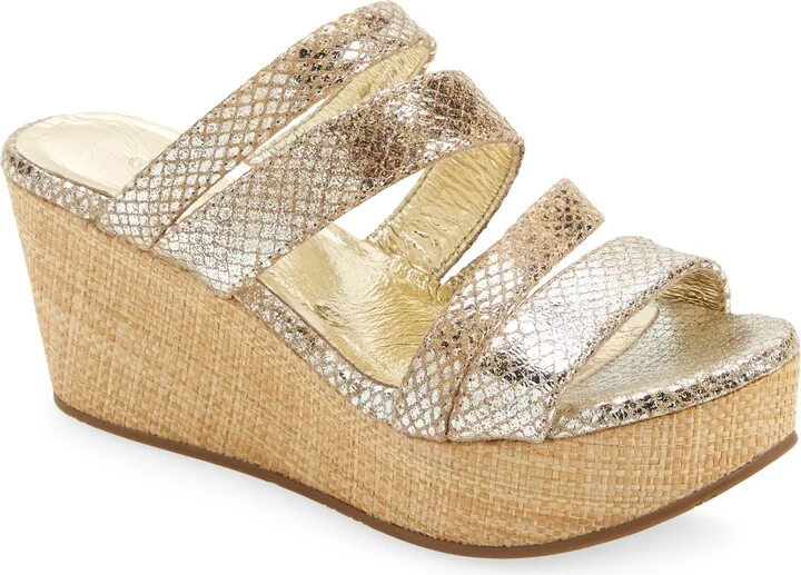 Wavy Platform Wedge Slide Sandal