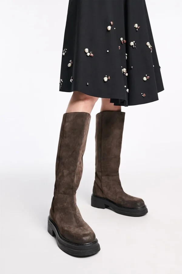 Waxed suede tall boots - Image 4