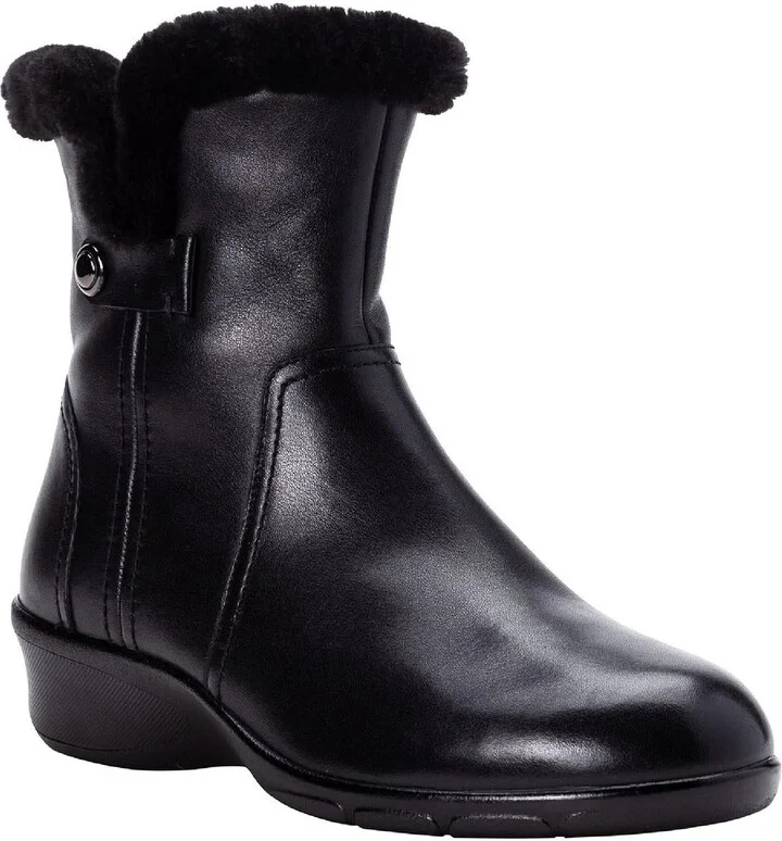 Waylynn Womens Leather Mid Wedge Ankle Boots
