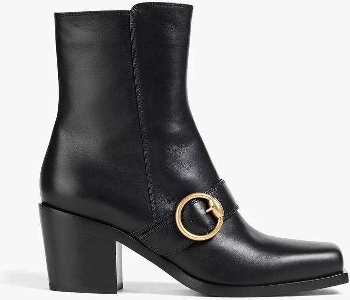 Wayne buckled leather ankle boots