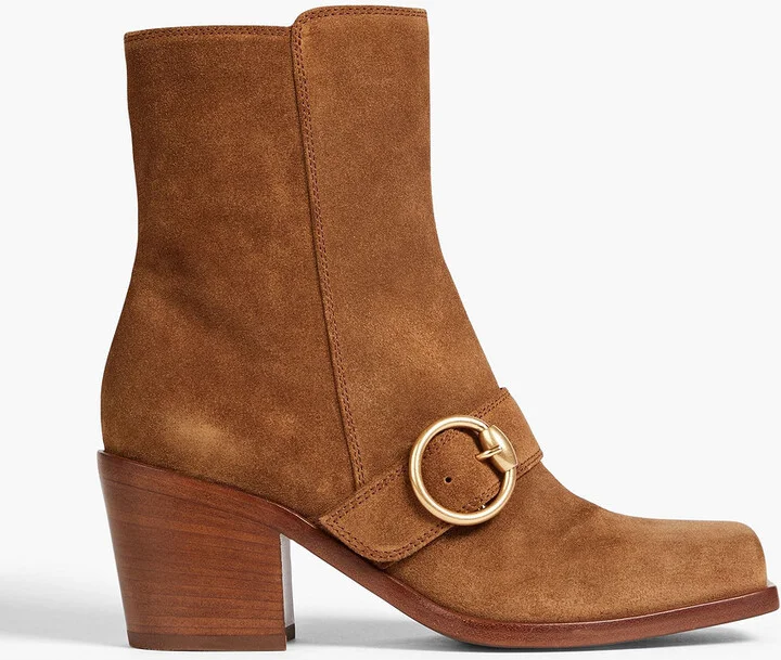 Wayne buckled suede ankle boots