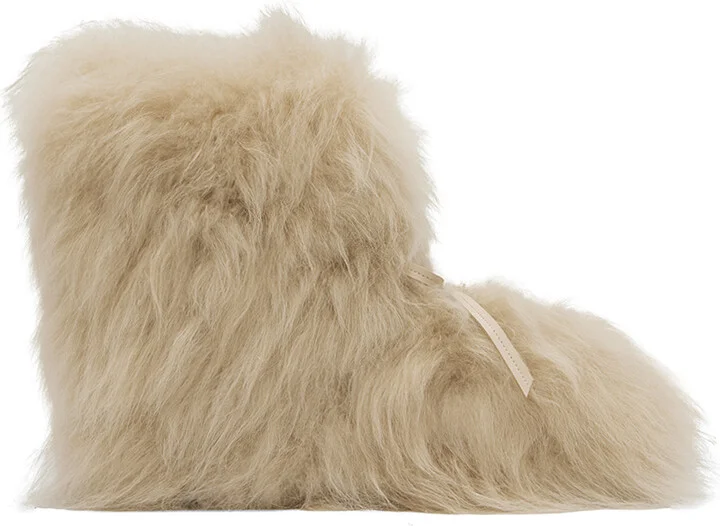 We11done Beige Fur Moccasin Boots
