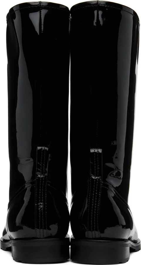 We11done Black Enamel Combat Boots - Image 2