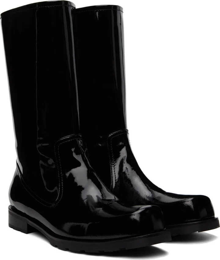 We11done Black Enamel Combat Boots - Image 4