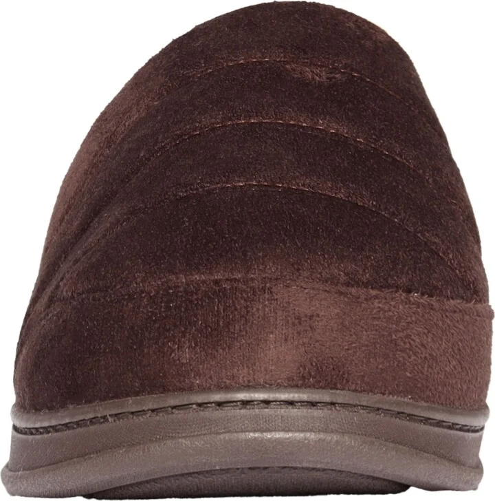 Weatherproof Men's Microsuede Puffer Clog with Tipped Shearling Faux Fur Lining Indoor-Outdoor Sole Slipper - Image 2