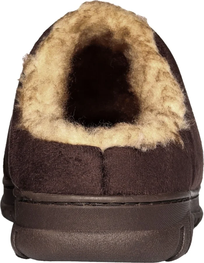 Weatherproof Men's Microsuede Puffer Clog with Tipped Shearling Faux Fur Lining Indoor-Outdoor Sole Slipper - Image 3